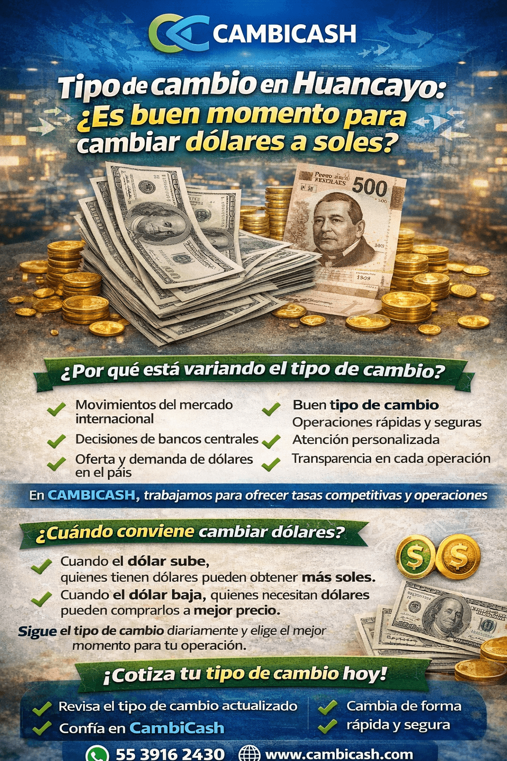 Tipo de cambio en Huancayo: ¿Es buen momento para cambiar dólares a soles?